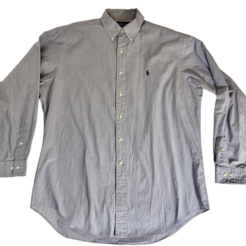 Ralph Lauren Yarmouth Mens Blue White Stripe Cotton Button Down Shirt 50" Chest